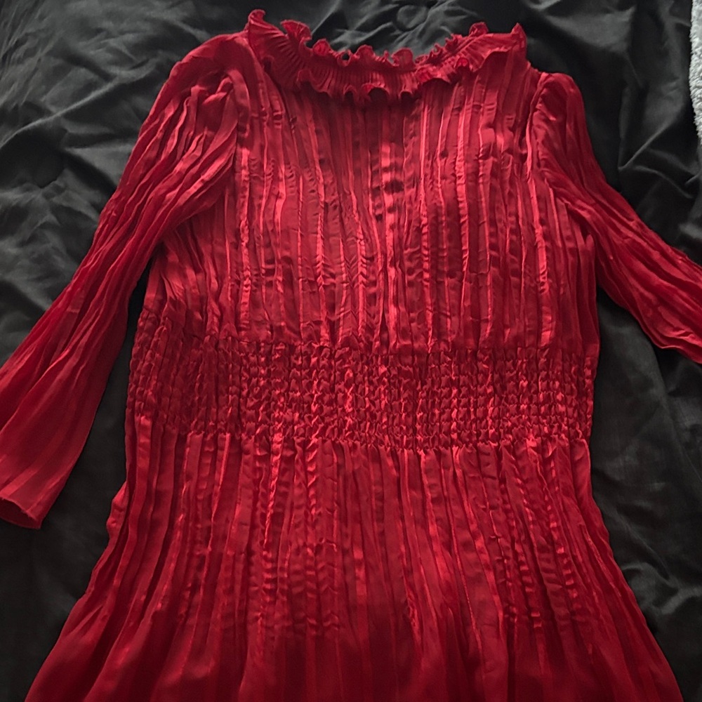 Red Sheer Ruffled Blouse - Picture 5 of 5